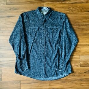 Wrangler 20x Western Black And Grey Men’s Long Sleeve W/ Pearl Snaps Size XL